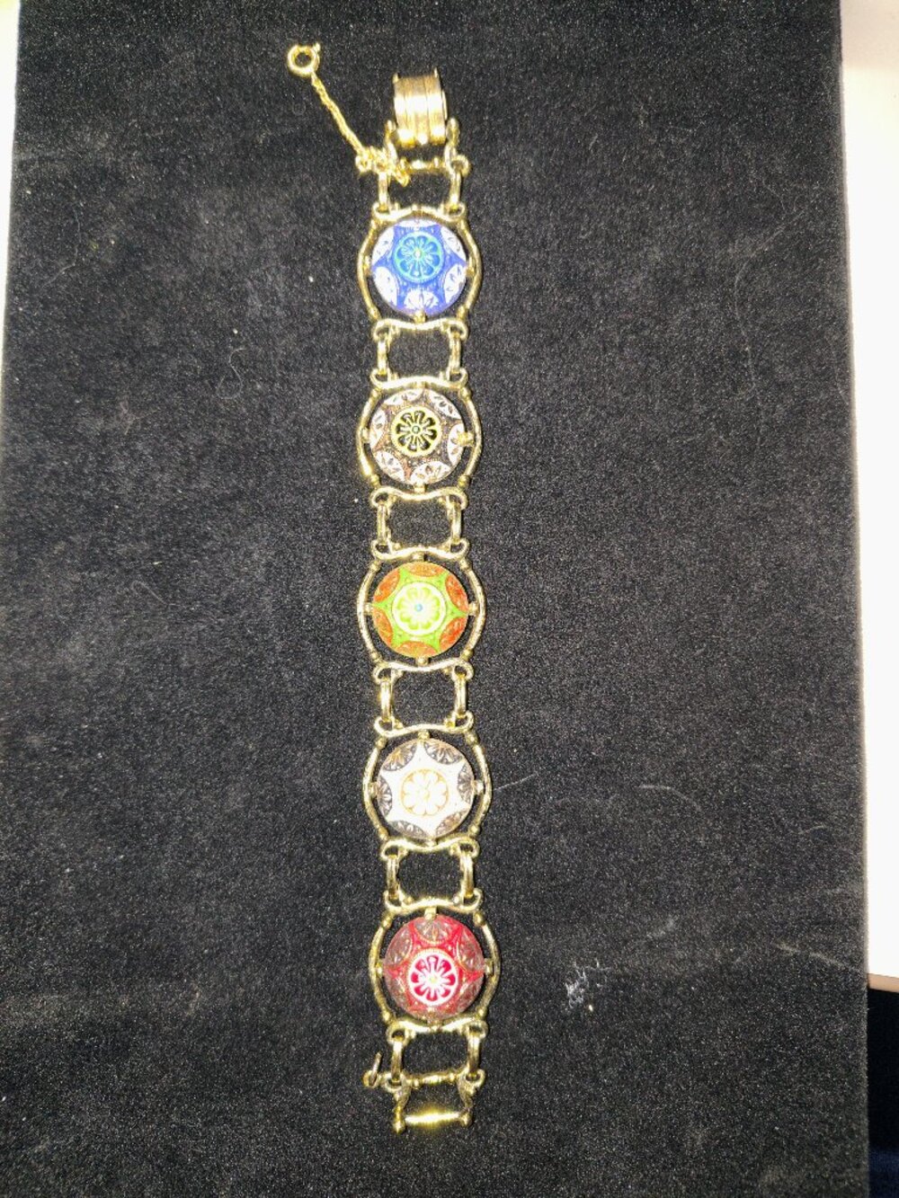 Vintage 1960s–70s DeLizza & Elster “Moroccan Matrix” Art Glass Bracelet Unsigned